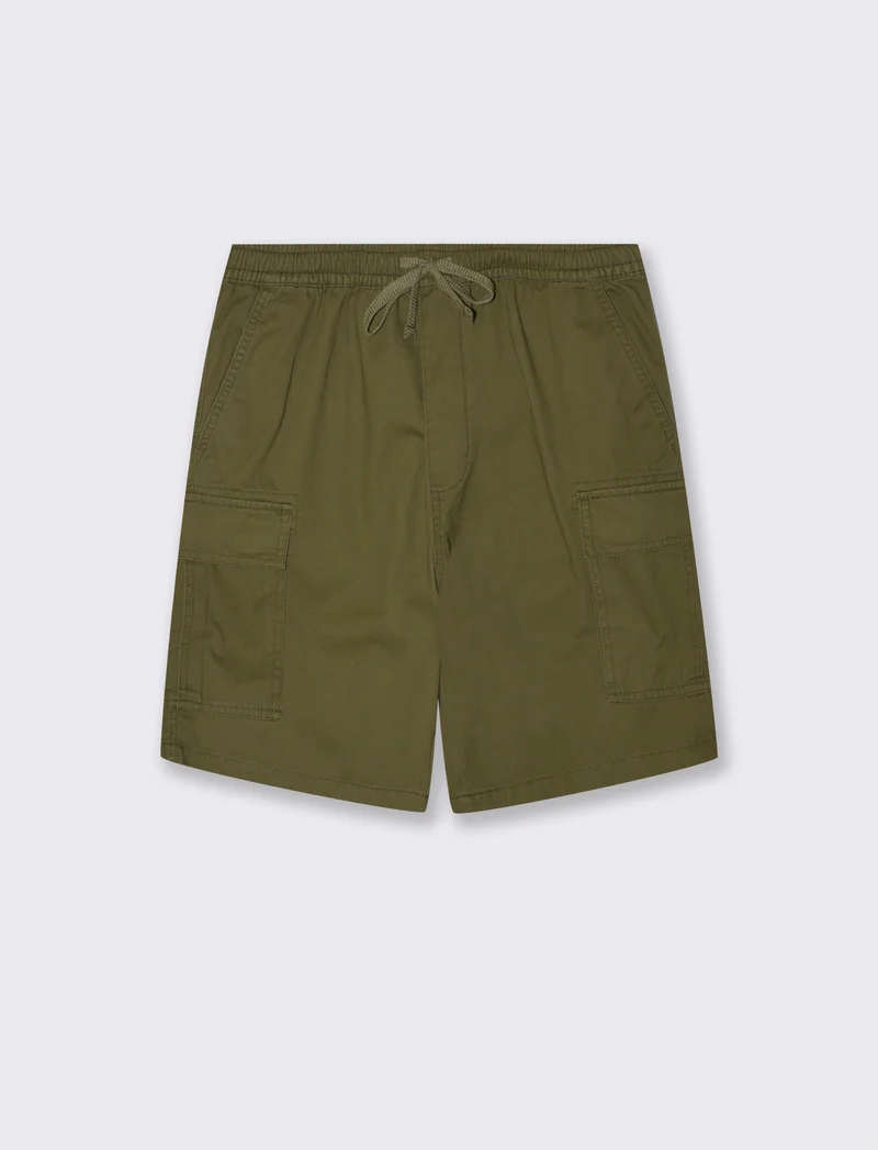 Bermuda cargo in twill con tasche patta - Verde militare