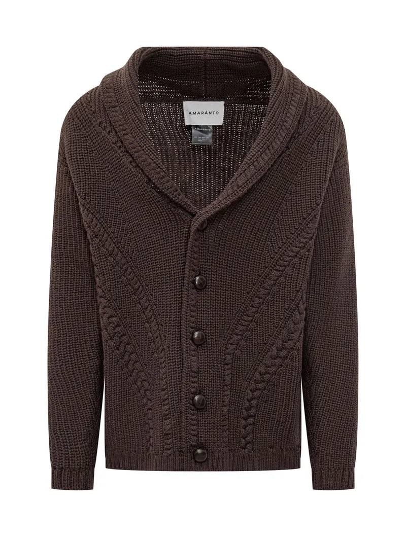 Amaranto Cardigan a Treccia con Bottoni