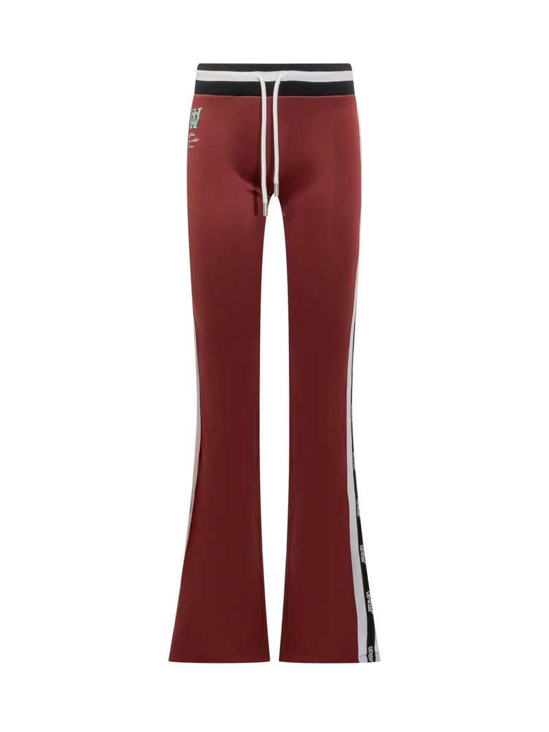 Off-White Pantaloni Rossi Svasati con Coulisse