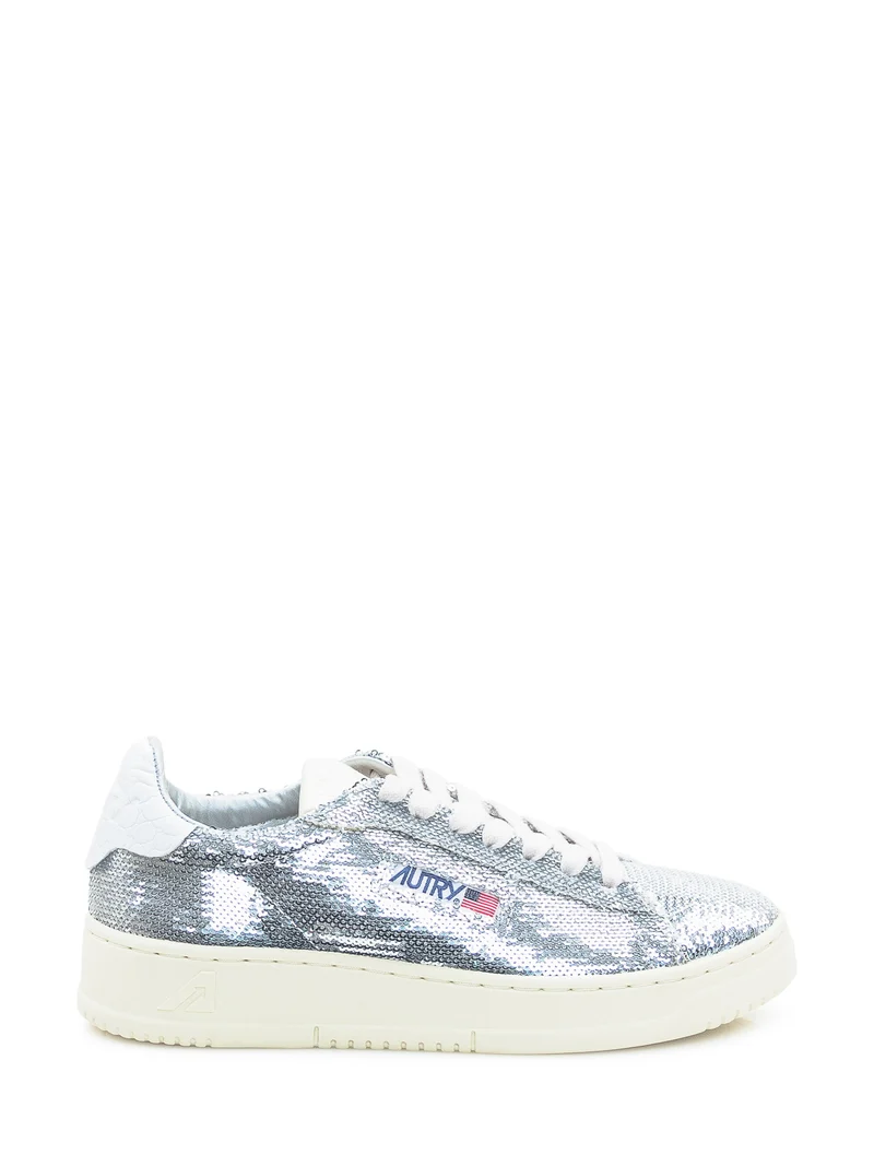 Sneakers Autry Rosé Medialist Low con Paillettes Argento