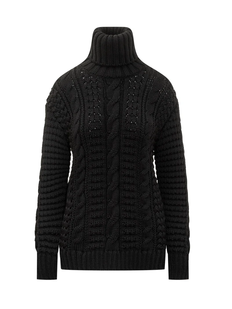4 Moncler Edward Enninful Maglione a Treccia Nero