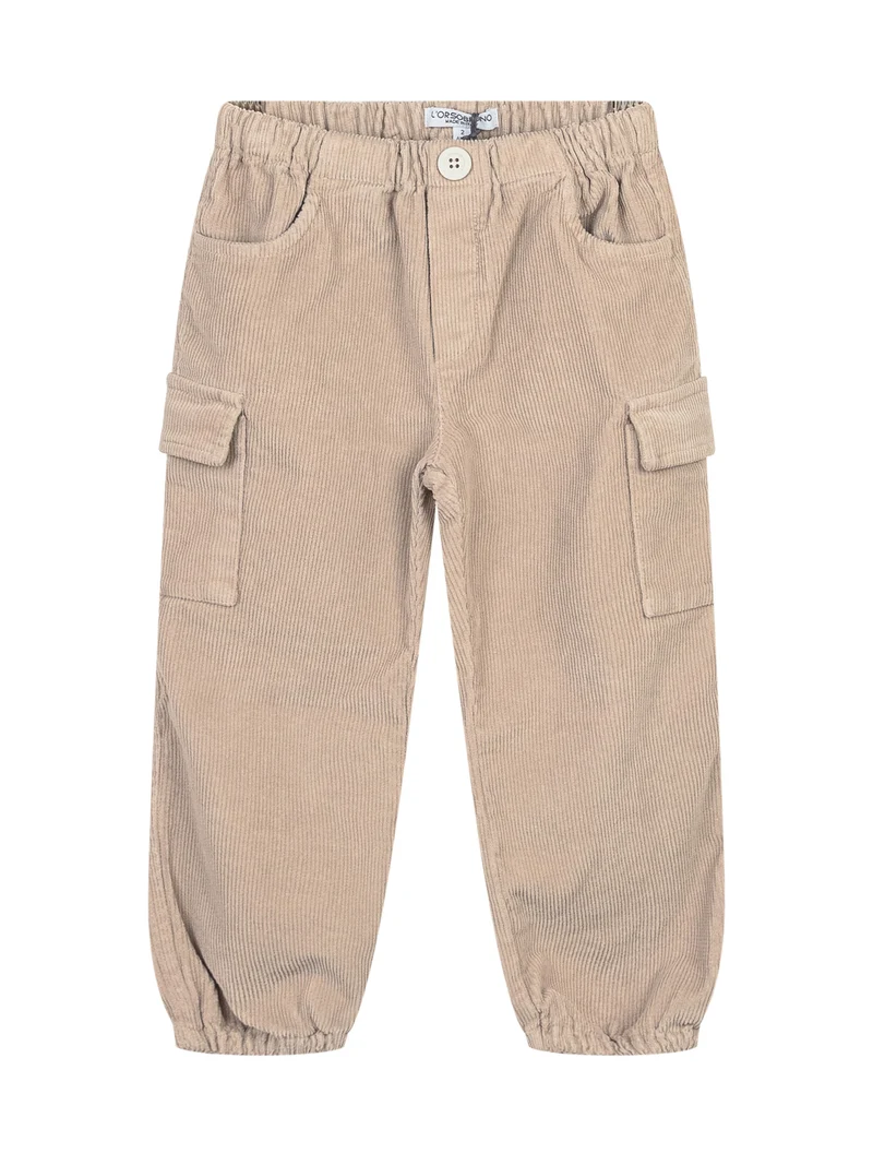 L Orso Bruno Pantaloni Cargo in Velluto Beige