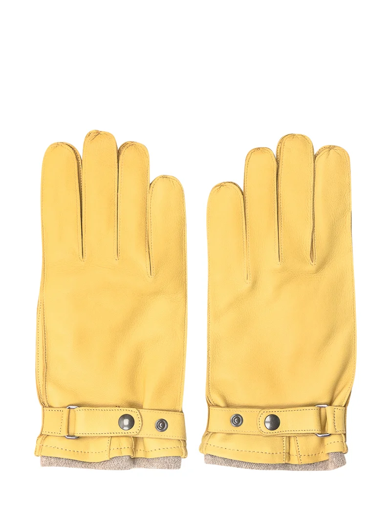 Alpo Guanti in Pelle Gialli con Fibbia