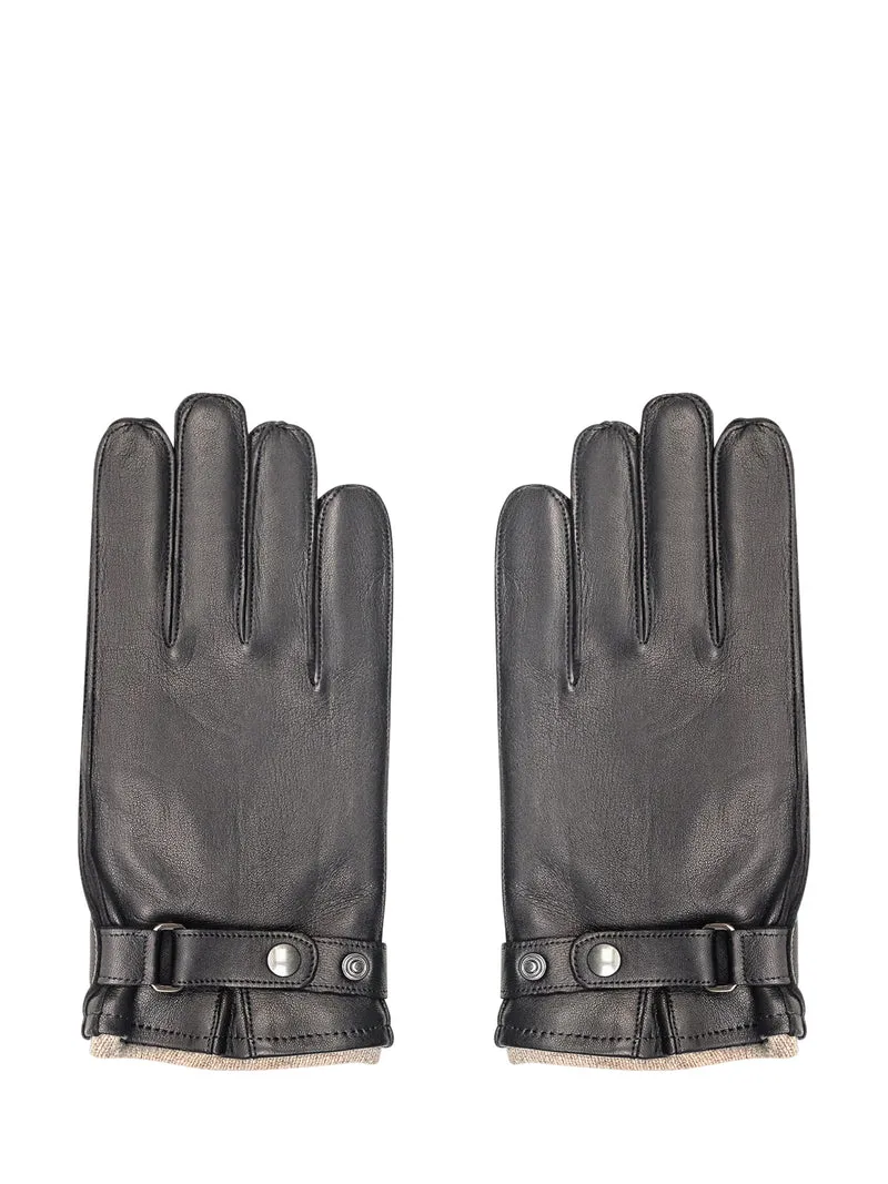 Alpo Guanti in Pelle Nera con Fibbia