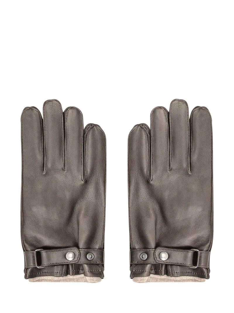 Alpo Guanti in Pelle Marrone con Fibbia