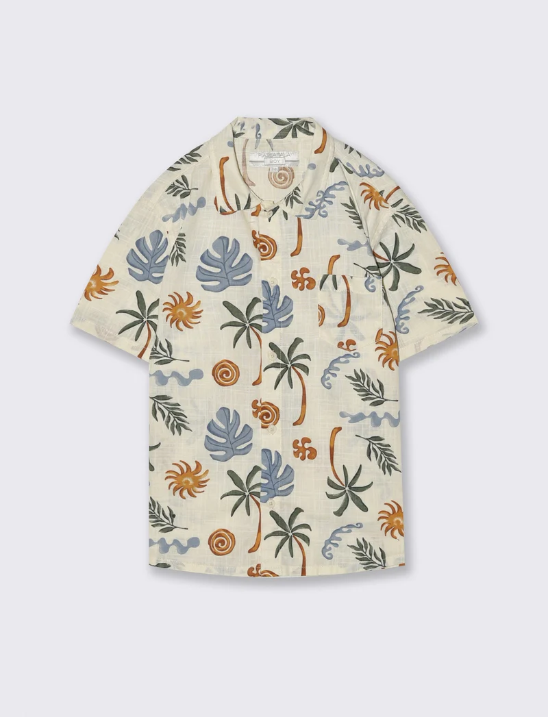 Camicia in cotone stampa fantasia mezza manica - Fantasia