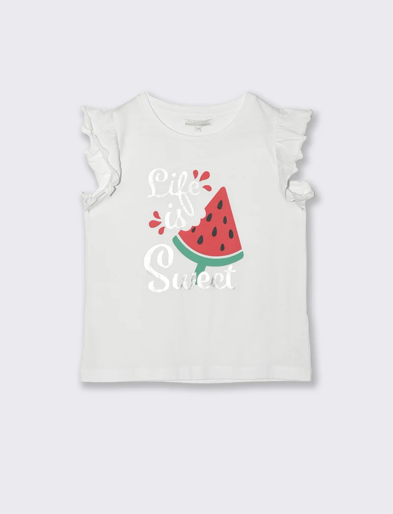 T-shirt estiva bambina con stampa colorata - Bianco