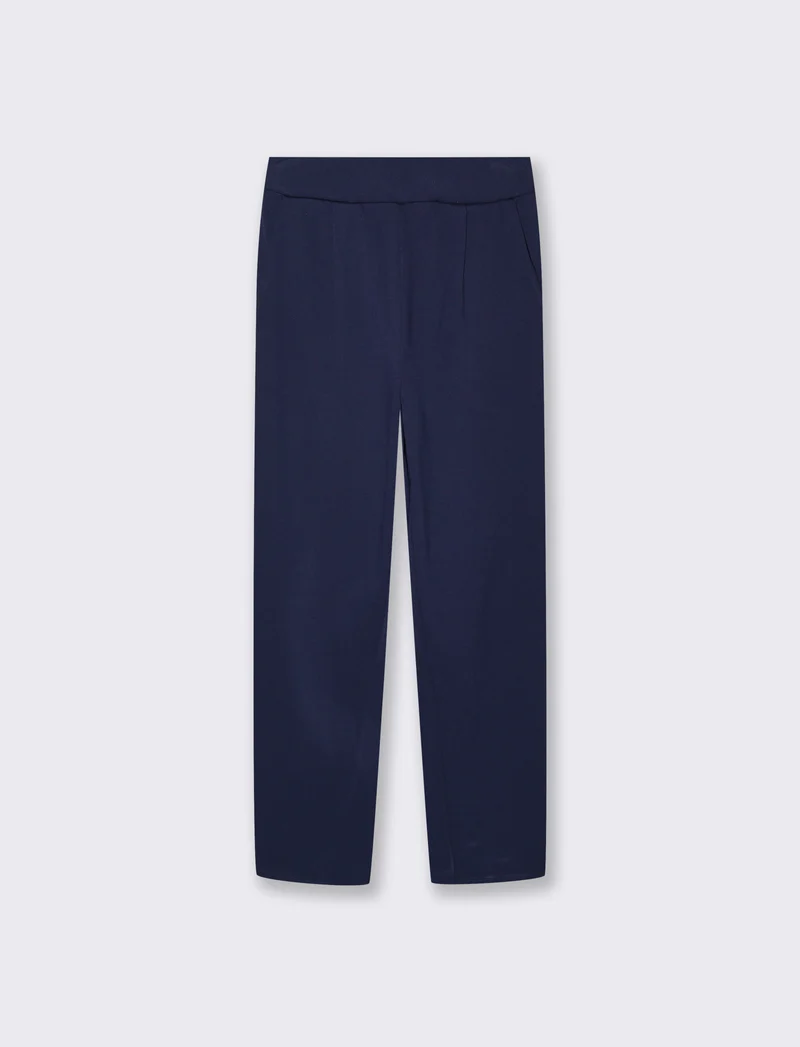 Pantalone Basico con Elastico in Vita - Blu