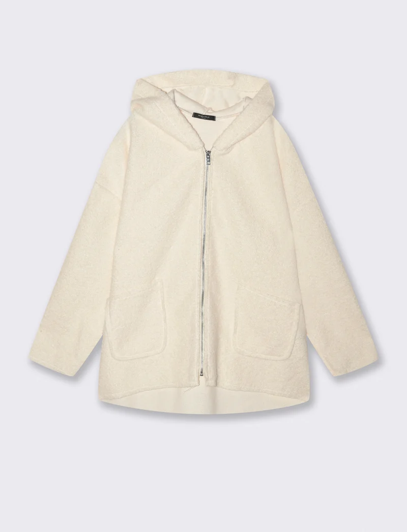 Cappotto con zip oversize - Bianco panna