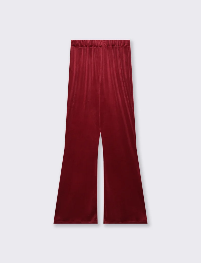 Pantalone in ciniglia con elastico in vita - Bordeaux