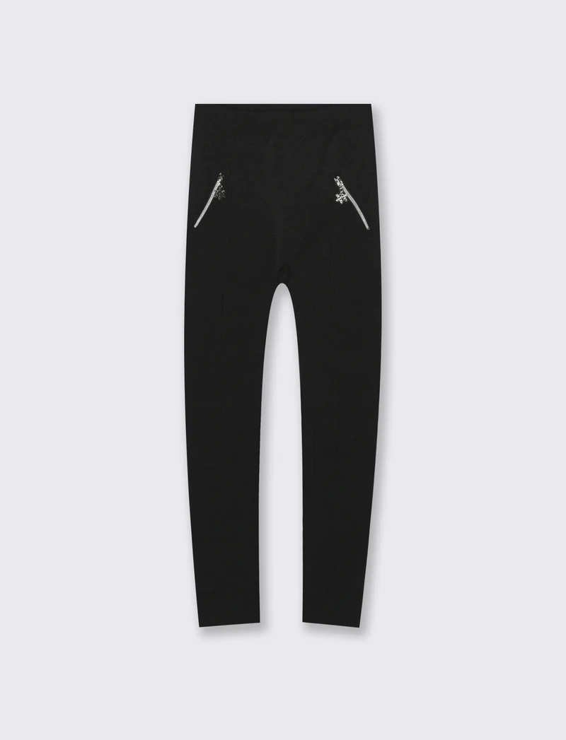 Leggings aderente con zip - Nero