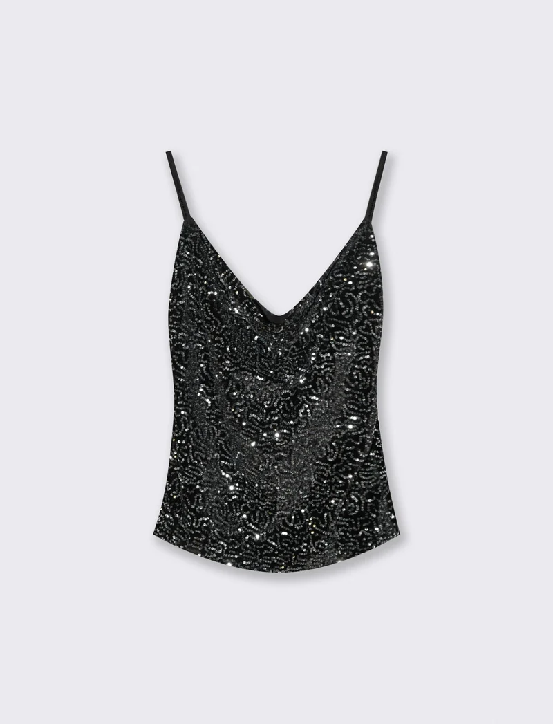 Top in paillettes - Argento