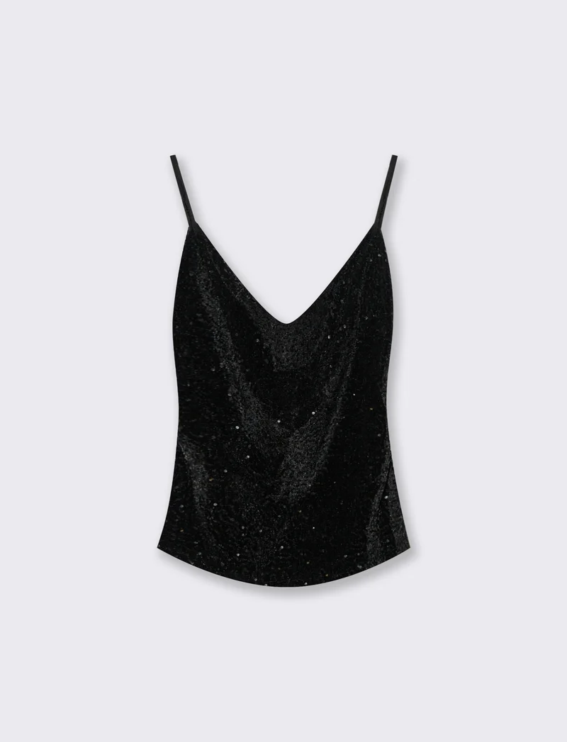 Top in paillettes - Nero