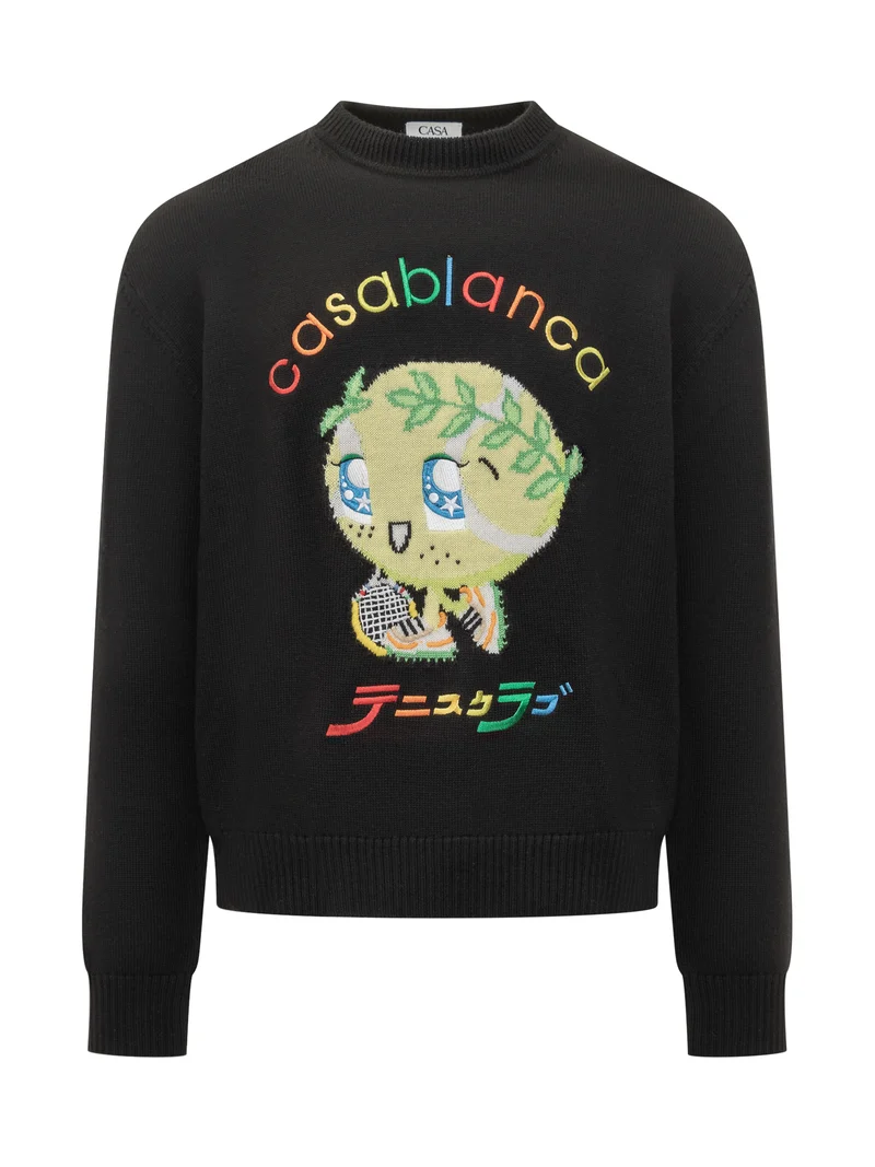 Casablanca Maglione Nero con Ricamo Cartoon Multicolor