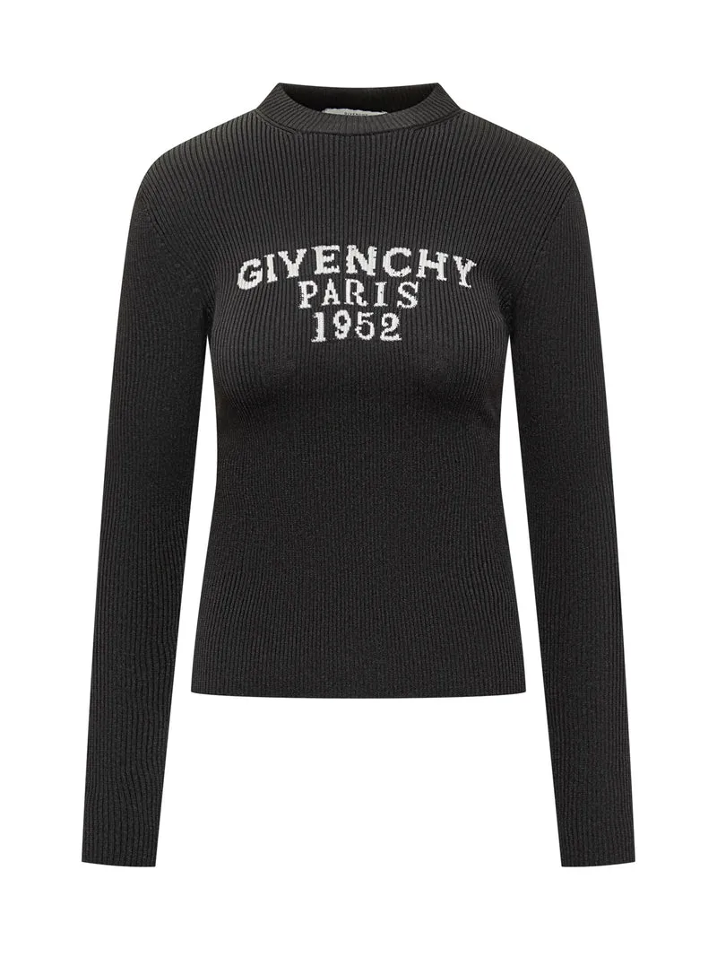 Givenchy Maglia Nera con Logo Ricamato