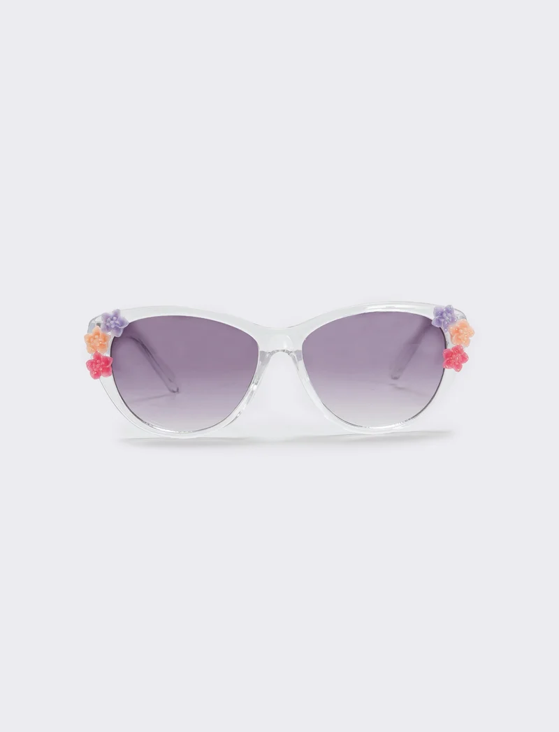 Occhiali da sole trasparenti con fiori - Trasparente