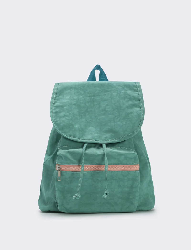 Zaino bambina in nylon con tasca pratica - Verde
