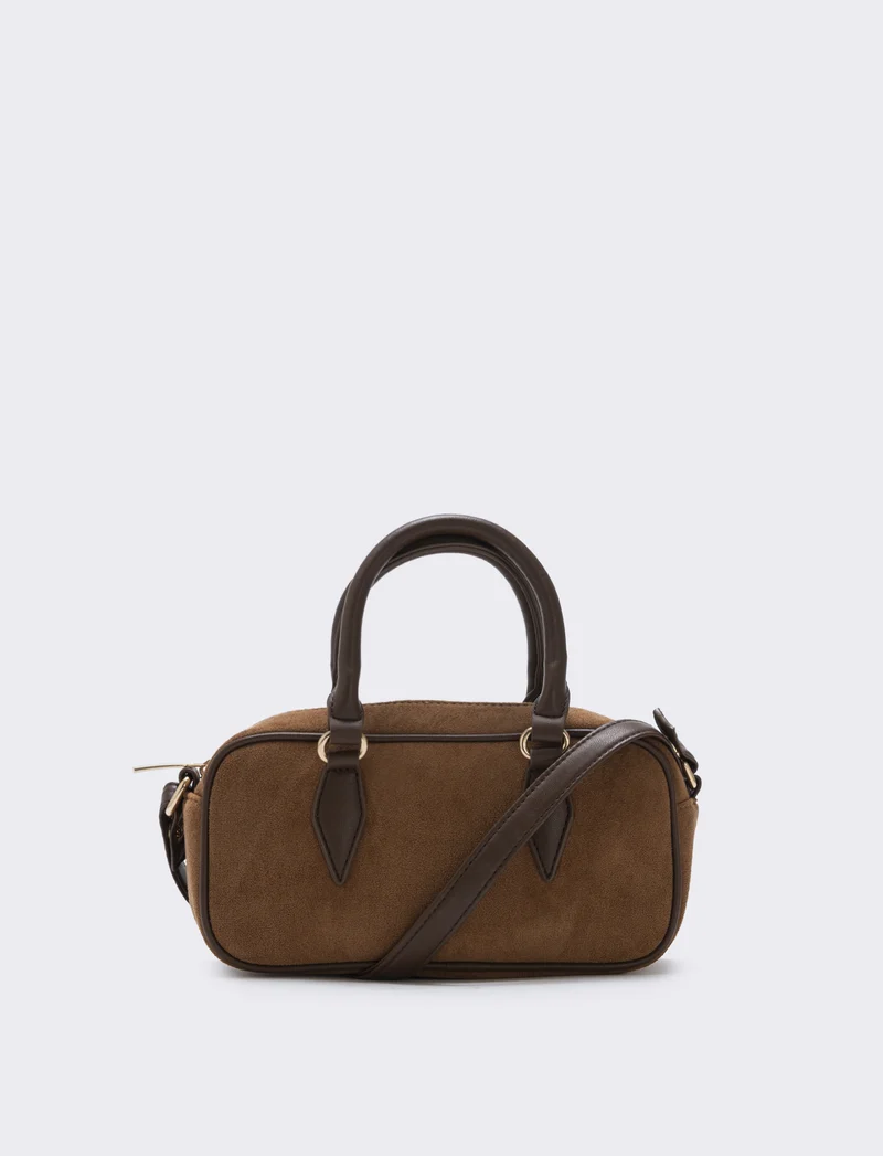 Bauletto rettangolare in suede elegante - Cuoio