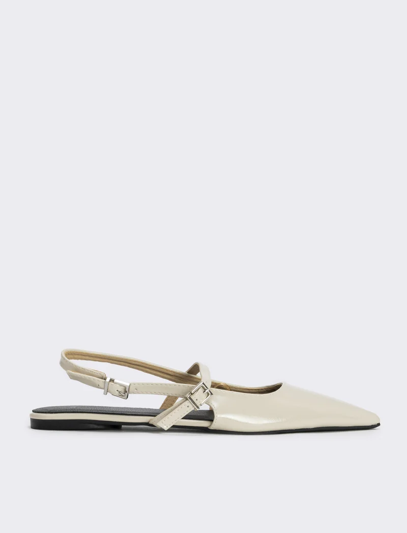 Slingback da in vernice panna - Bianco panna