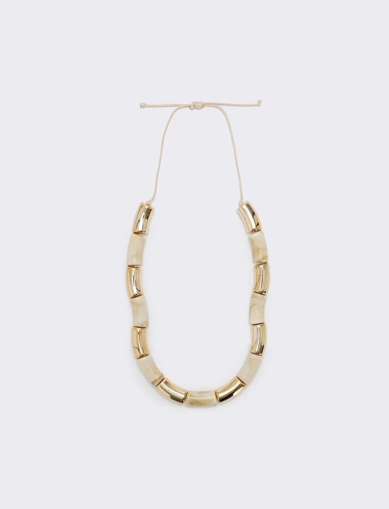 Collana in pietra e metallo - Crema
