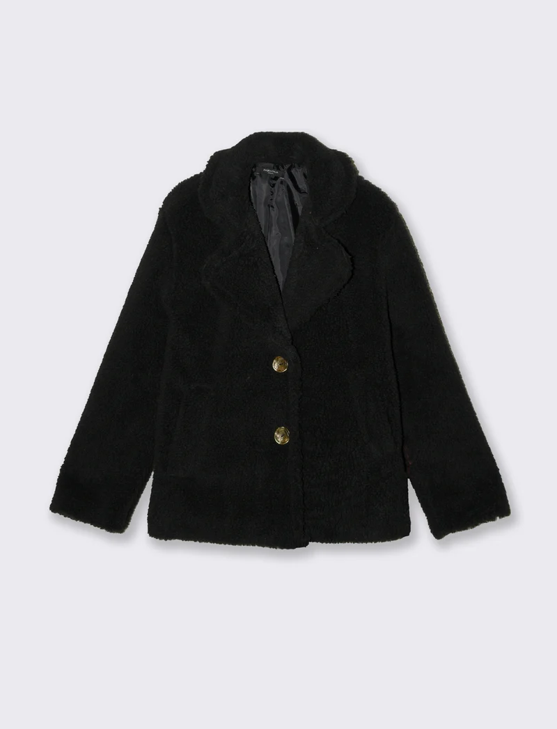 Giacca effetto teddy - Nero