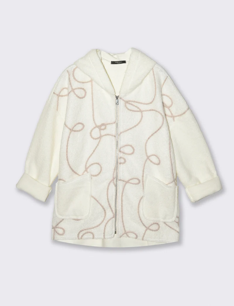 Cappotto con zip over size - Bianco