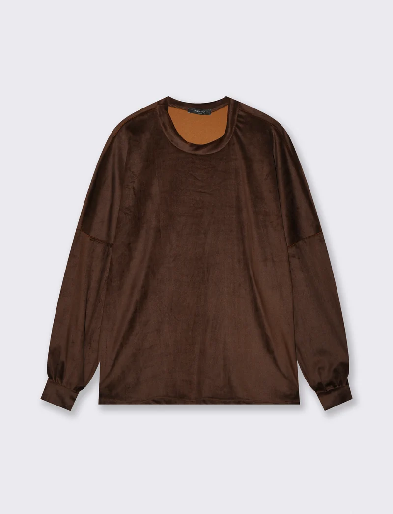 Maglia in ciniglia girocollo - Moro