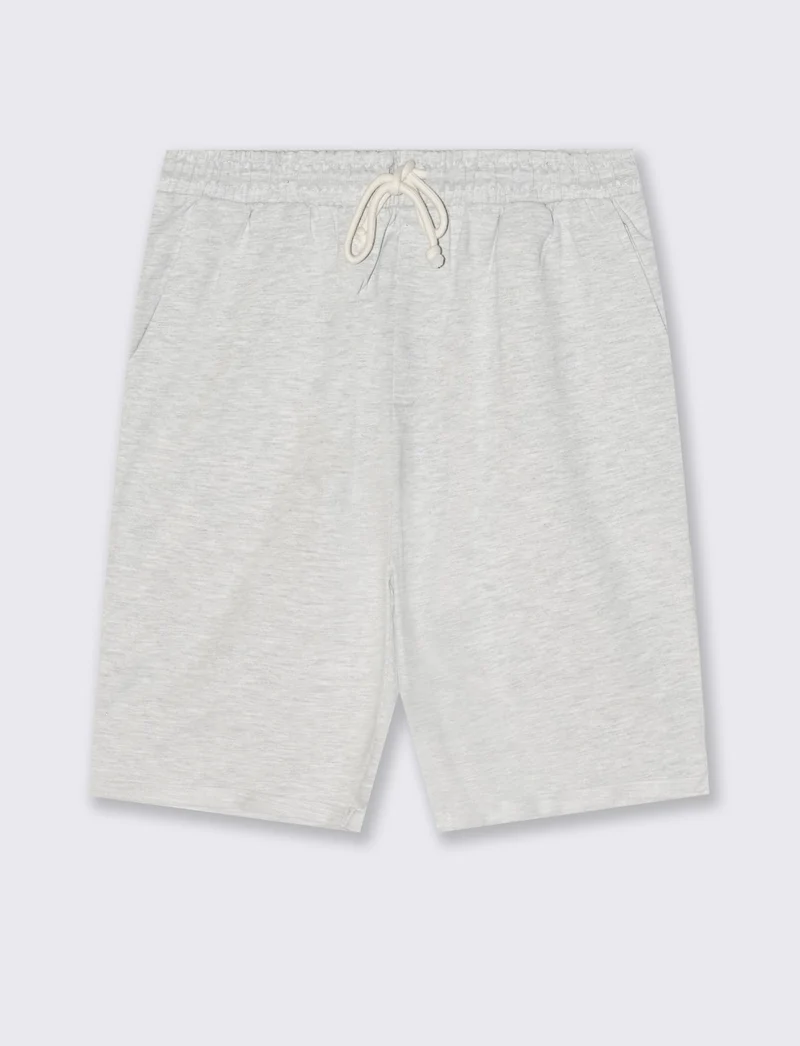 Bermuda in felpa con vita jogger - Grigio mel.