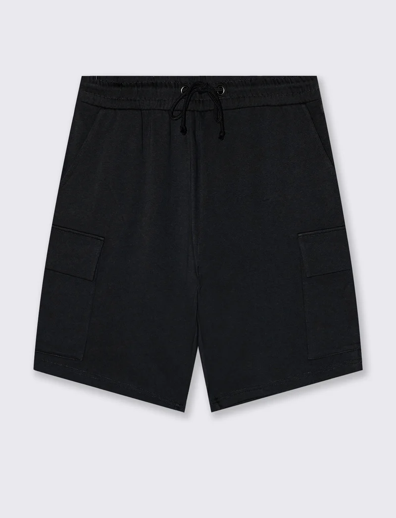 Bermuda felpa jogger con tasche laterali - Nero