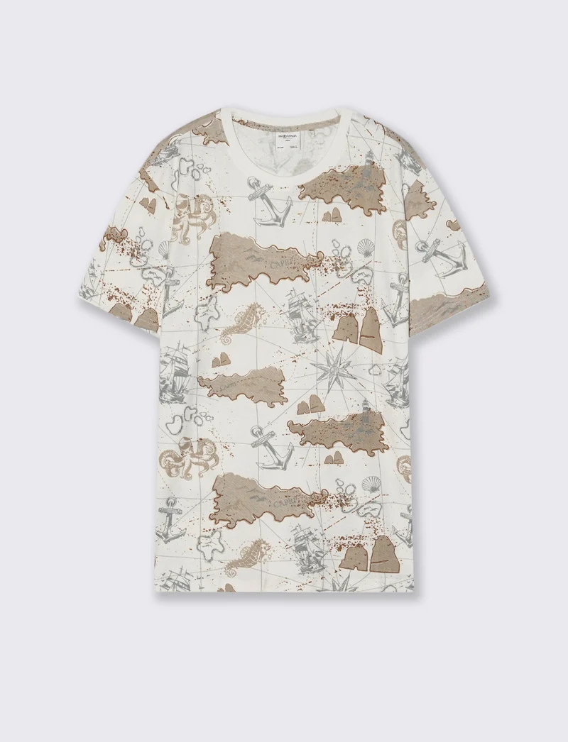 T-shirt in cotone con stampa all over - Bianco