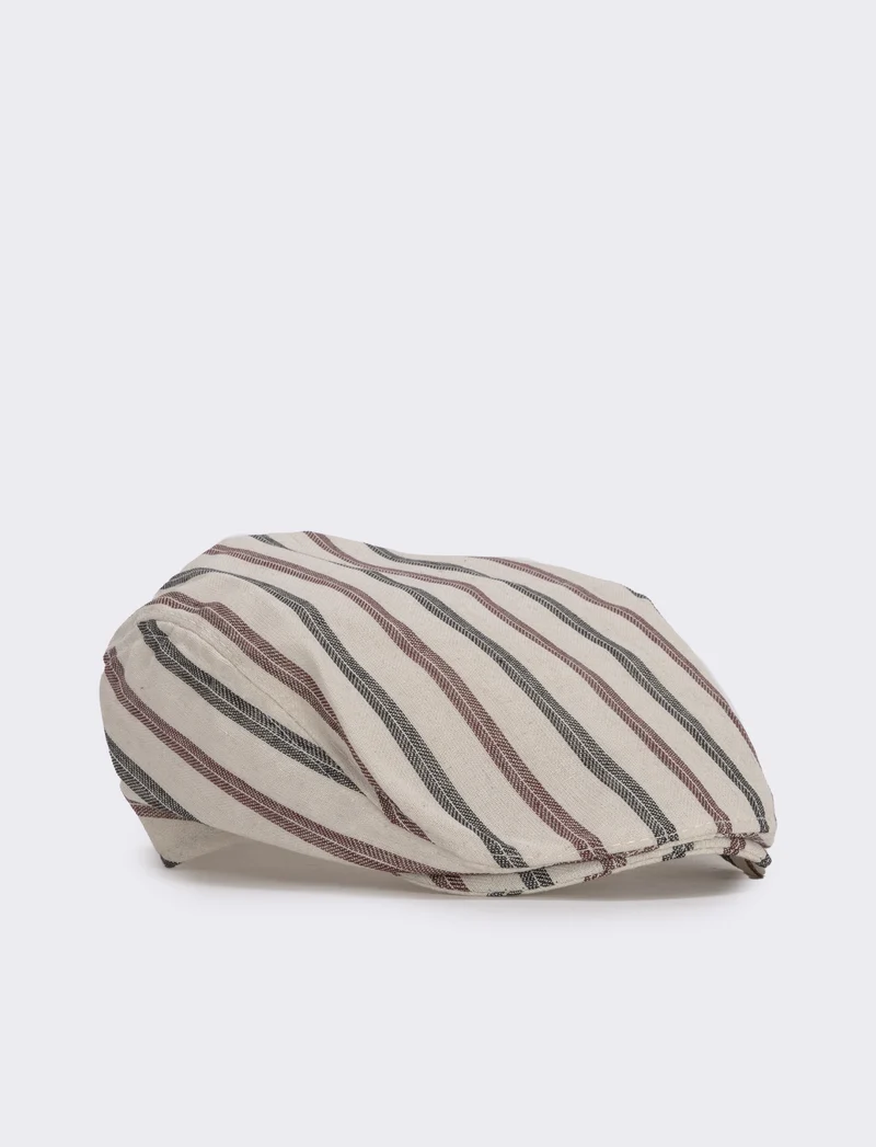 Cappello coppola in tessuto rigato - Beige