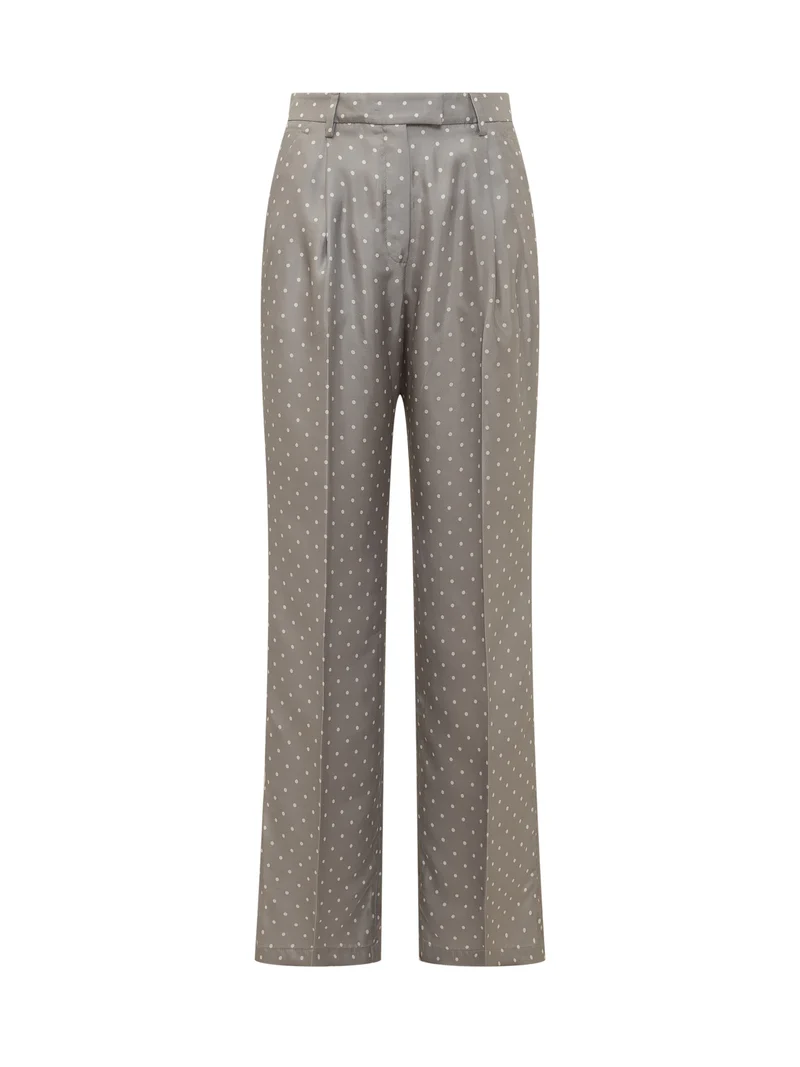 Pantalone in Seta con Motivo Pois