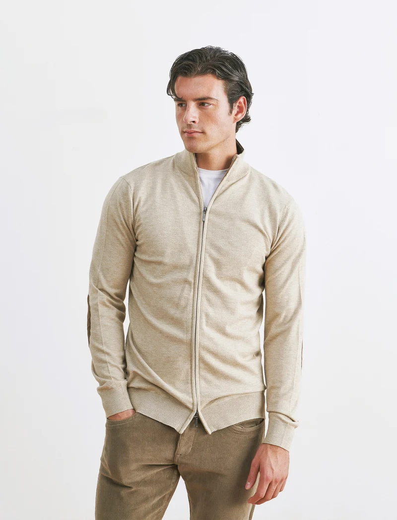 MAGLIA CARDIGAN PREMIUM - Beige melange