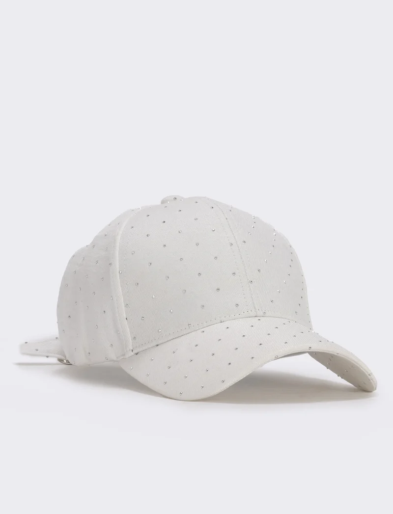 Cappello baseball con strass - Bianco
