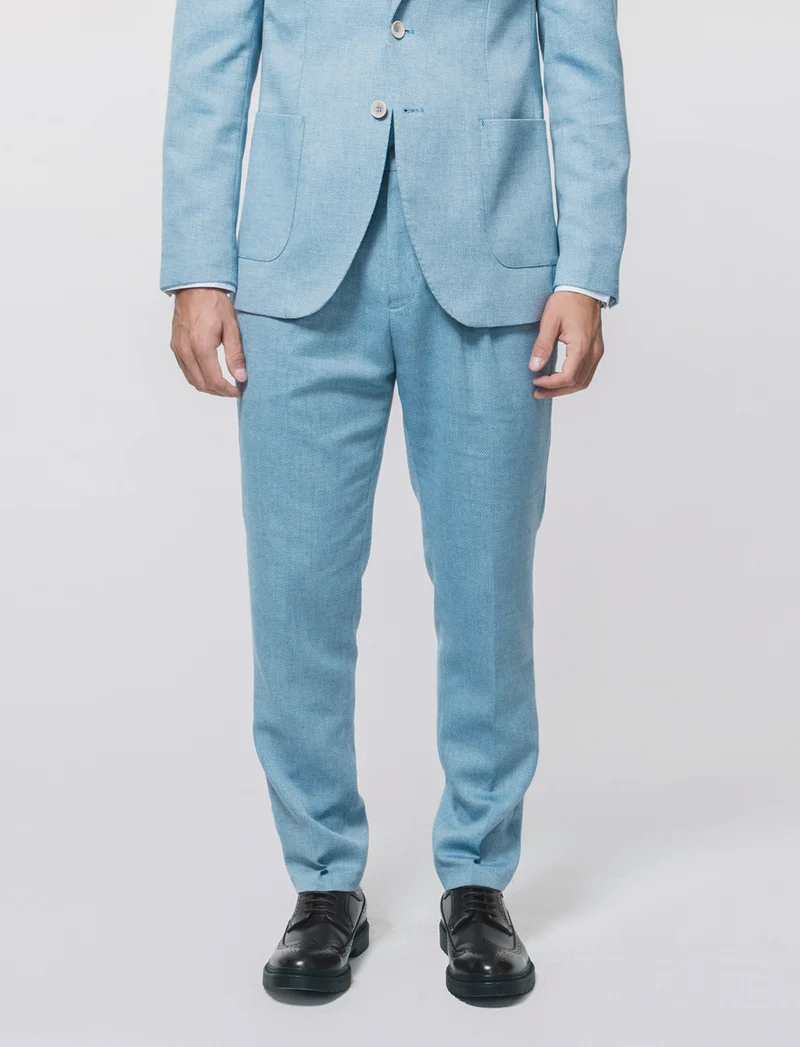 Pantaloni Oxford Formal Fit con Tasche - Celeste