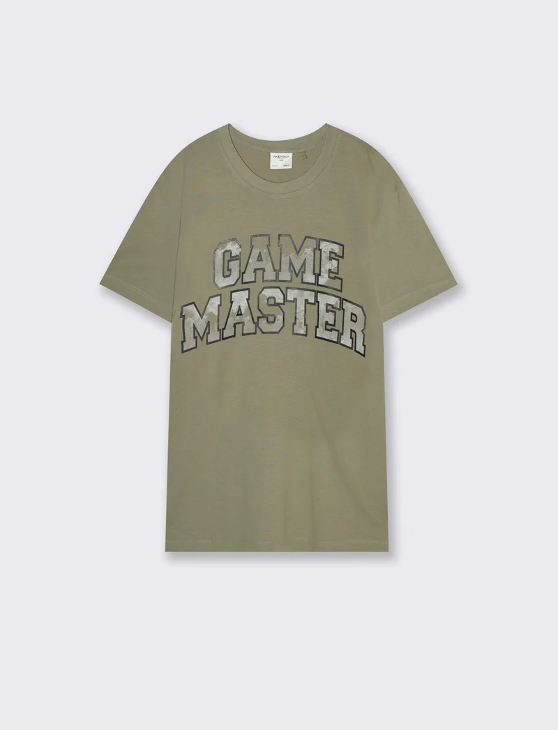 T-shirt girocollo con stampe mimetiche - Verde salvia