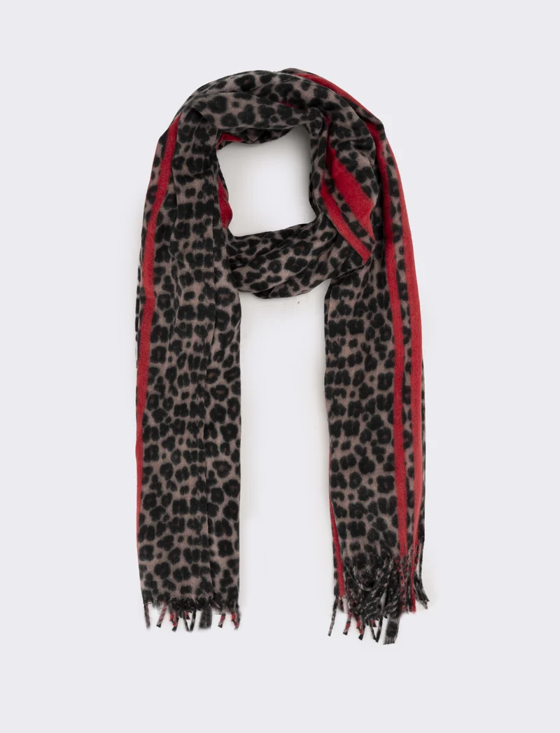 Sciarpa donna stampa animalier - Rosso