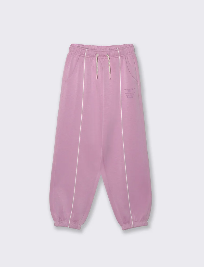 Jogger sportivo con profili a contrasto - Rosa
