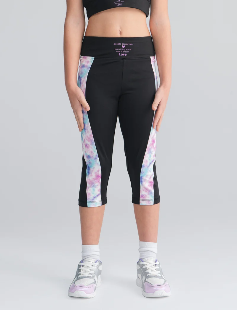Leggings sportivi con dettagli stampati - Nero