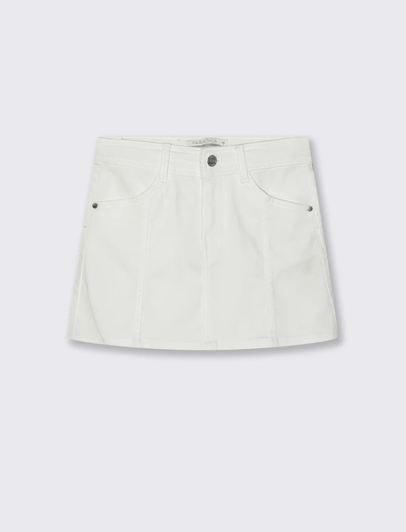 Gonna elastica con tasche e pinces - Bianco