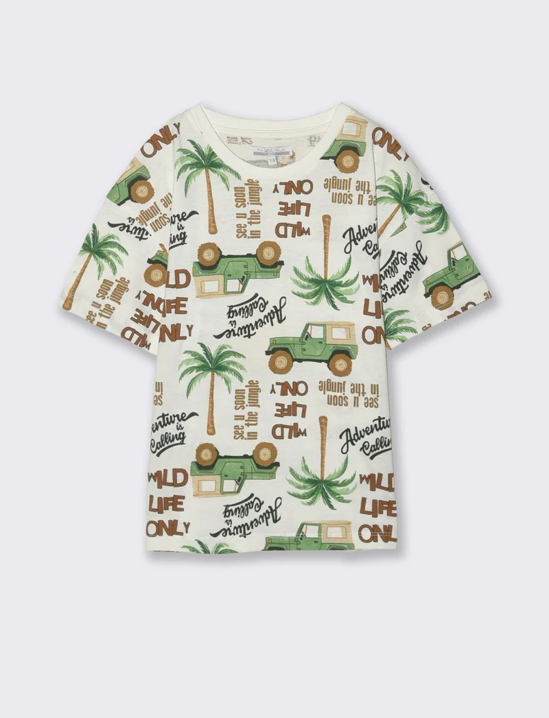T-shirt safari mezza manica over - Bianco latte