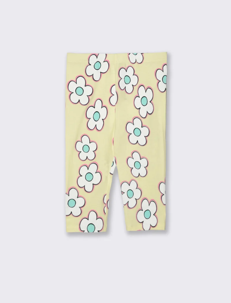 Leggings 3/4 in cotone elastico stampato - Giallo