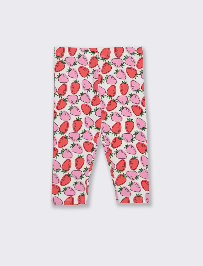 Leggings 3/4 in cotone elastico stampato - Fragola
