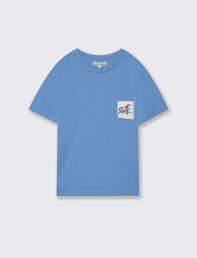 T-shirt con taschino per il tempo libero - Azzurro