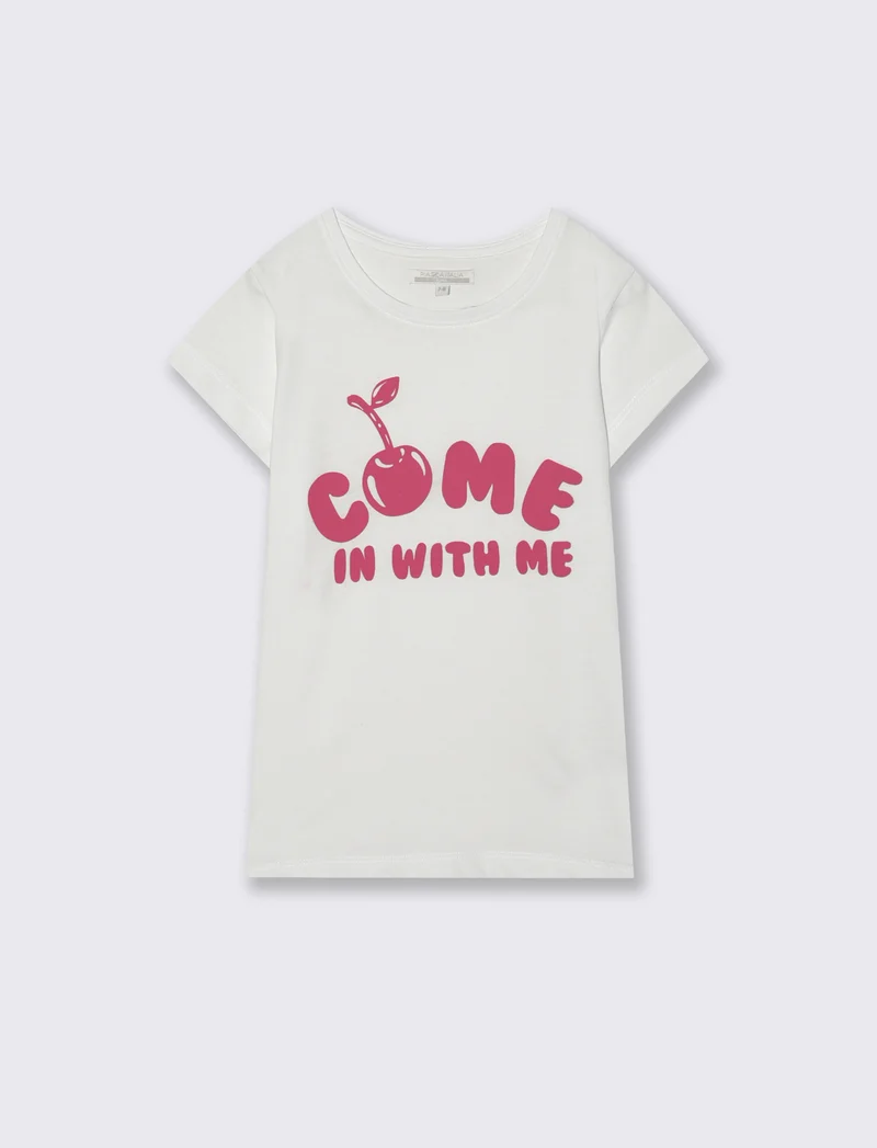 T-shirt estiva bambina con stampa colorata - Bianco