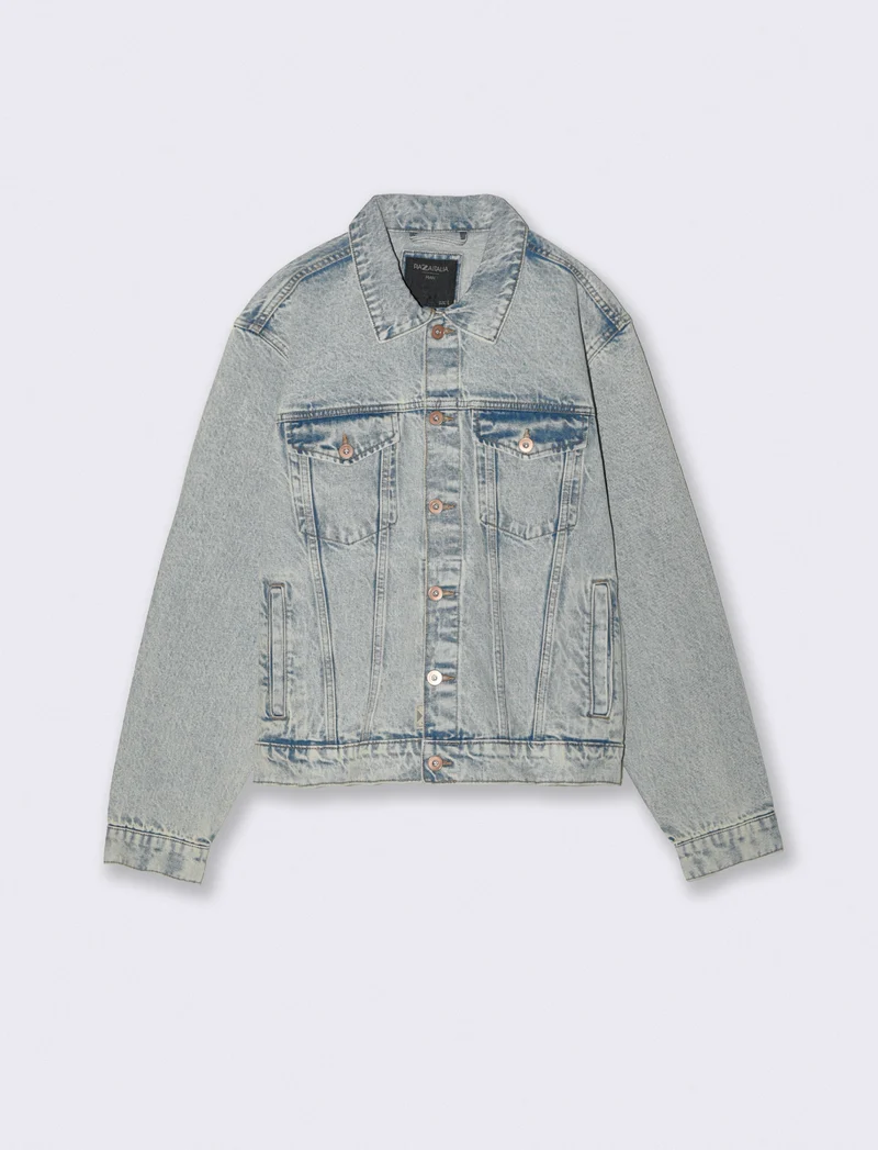 Giubbotto in denim effetto slavato - Denim chiaro