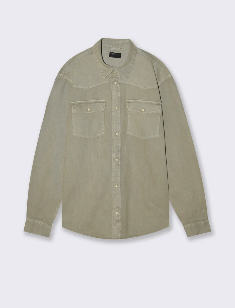 Camicia in denim colorato regular fit - Verde salvia
