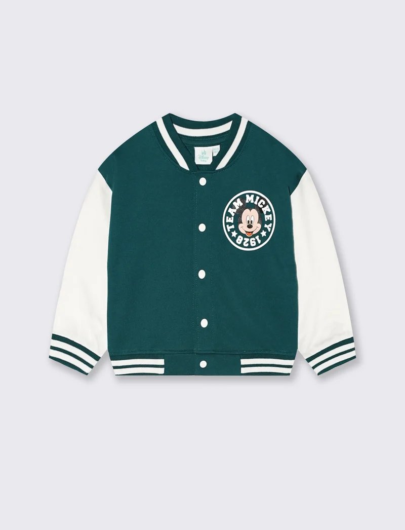 Felpa college Mickey Mouse manica lunga - Verde