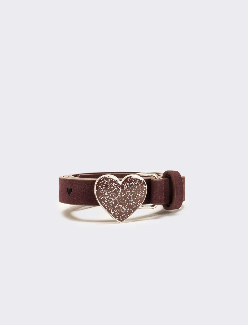 Cintura fibbia cuoricino glitter - Bordeaux