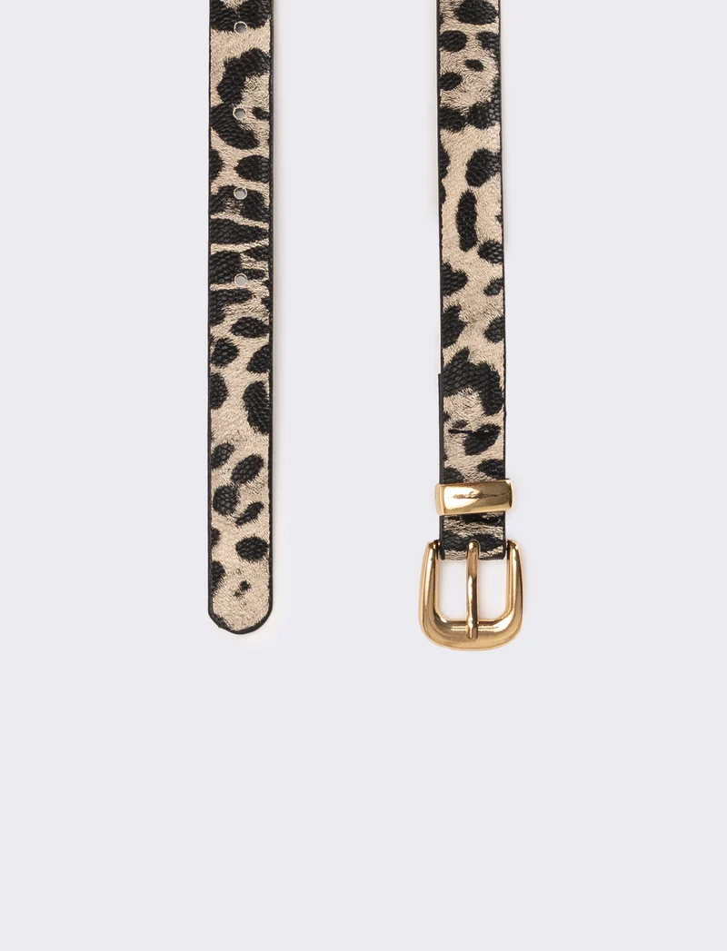 Cintura bambina basic con passante metallico - Leopardato